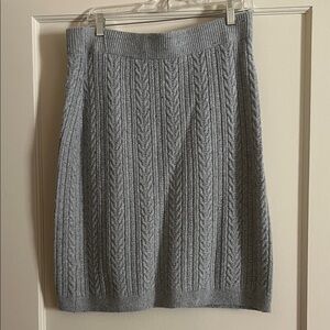 89th & Madison Light Gray Cable Knit Pencil Skirt